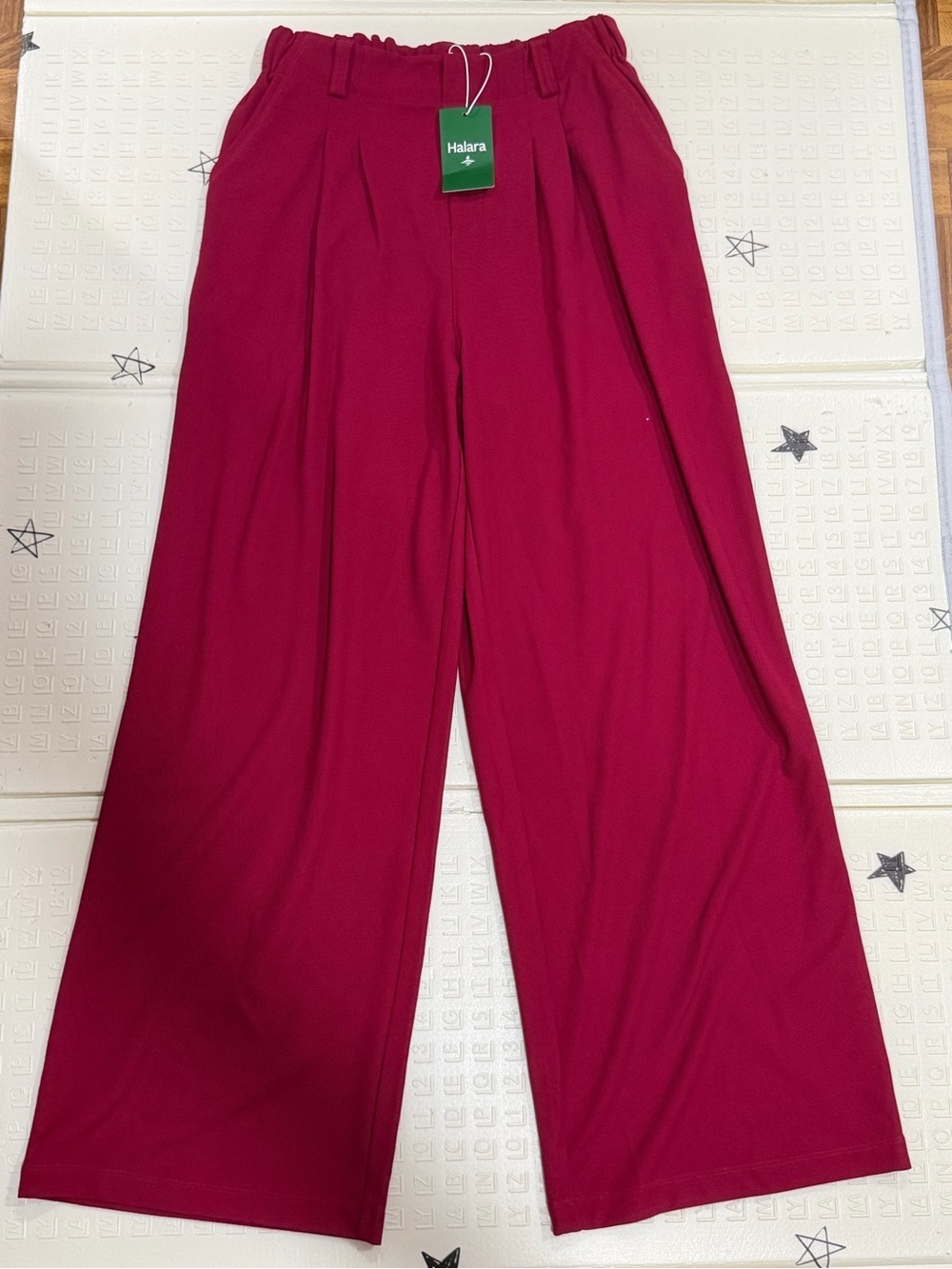 HALARA Wide Leg Pants in Berry Red